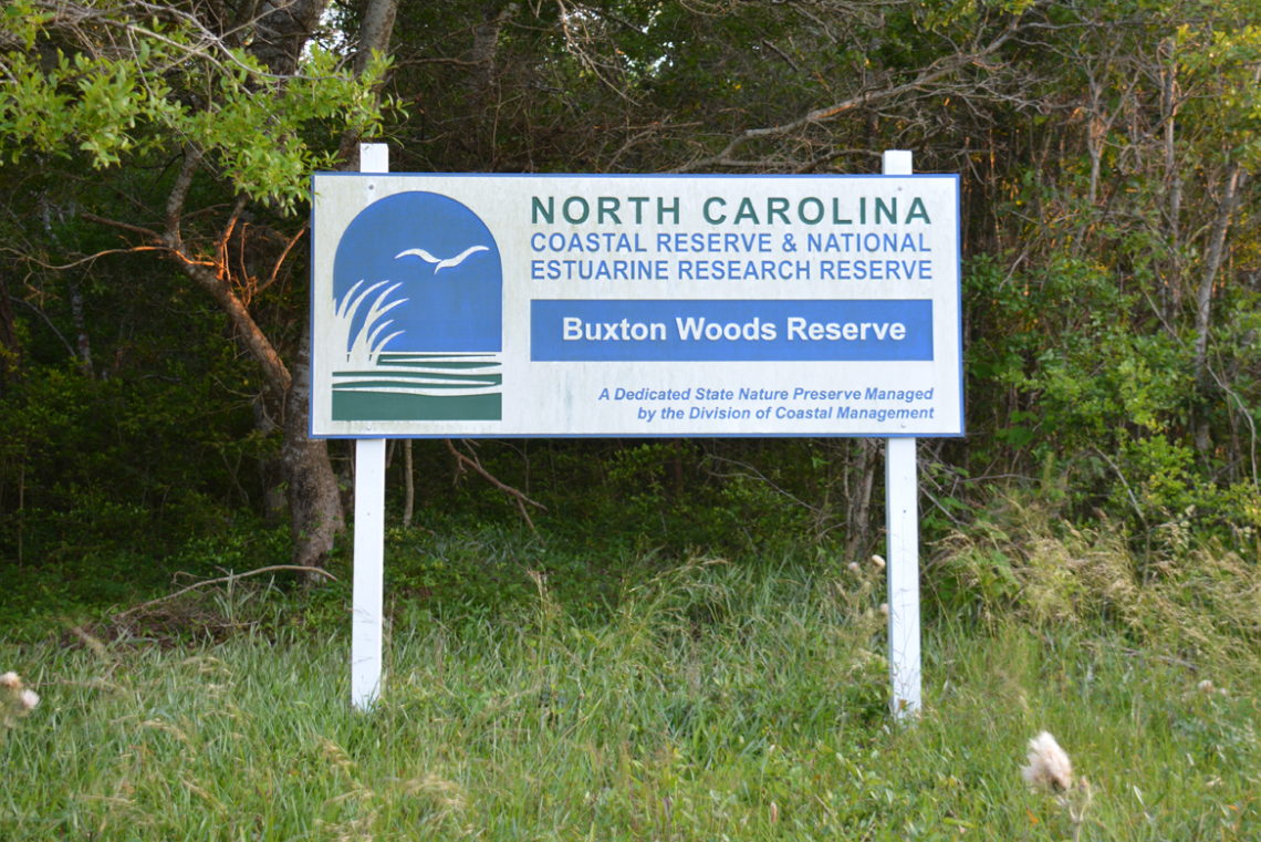 Signs along NC-12 mark Buxton Woods