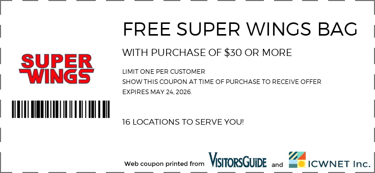 FREE SUPER WINGS BAG WITH PURCHASE OF $30 OR MORE