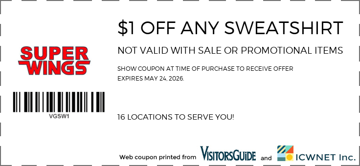 $1 OFF ANY SWEATSHIRT NOT VALID WITH SALE OR PROMOTIONAL ITEMS