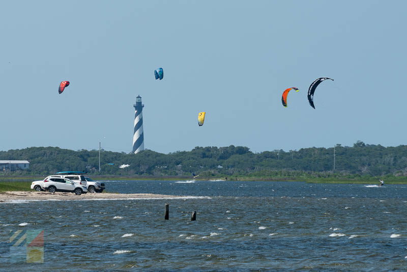 Kiteboarding in the sound along Cape Hatteras National Seashore