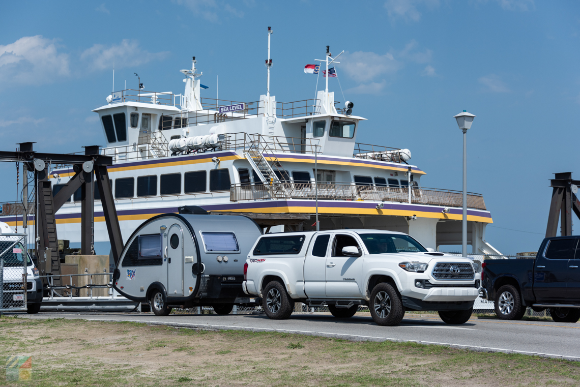 Driving away from the Cedar Island Ferry
