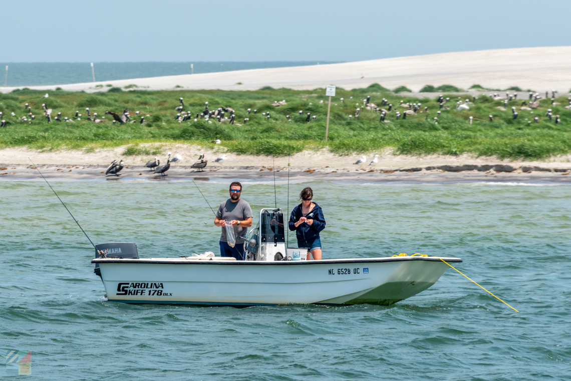 Ocracoke couple fishes at the inlet